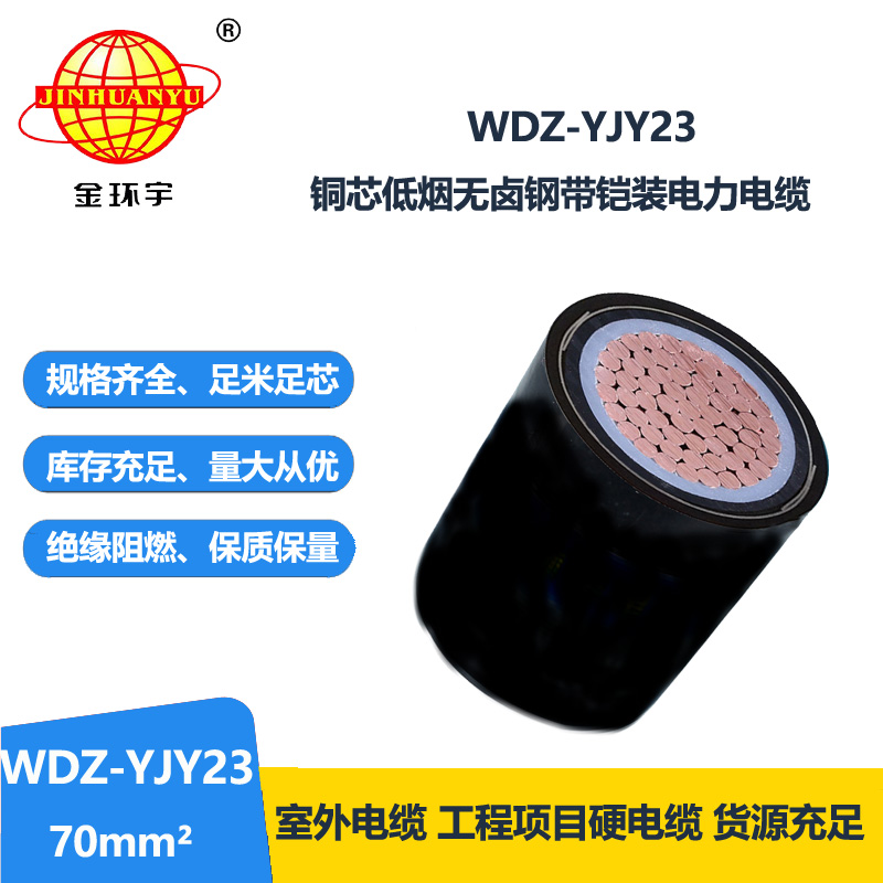 金环宇 WDZ-YJY23-70平方低烟无卤铠装电力电缆 交联电缆
