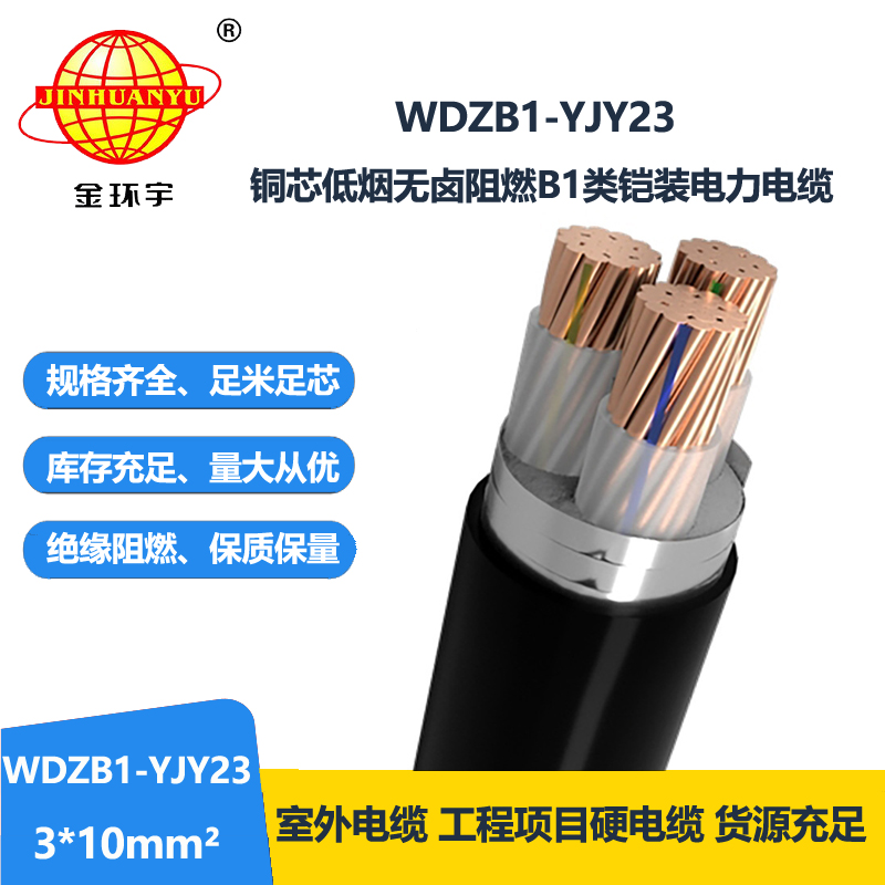 金环宇 阻燃b1级铠装电缆WDZB1-YJY23-3X10低烟无卤交