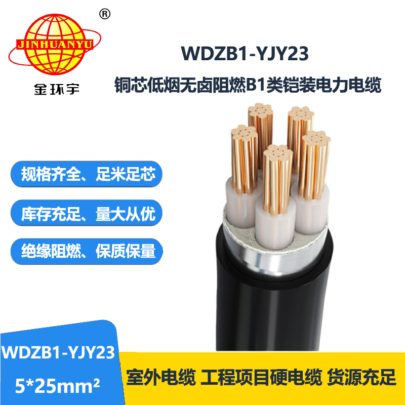 金环宇 低烟无卤电缆 b1类阻燃电缆WDZB1-YJY23-5X2