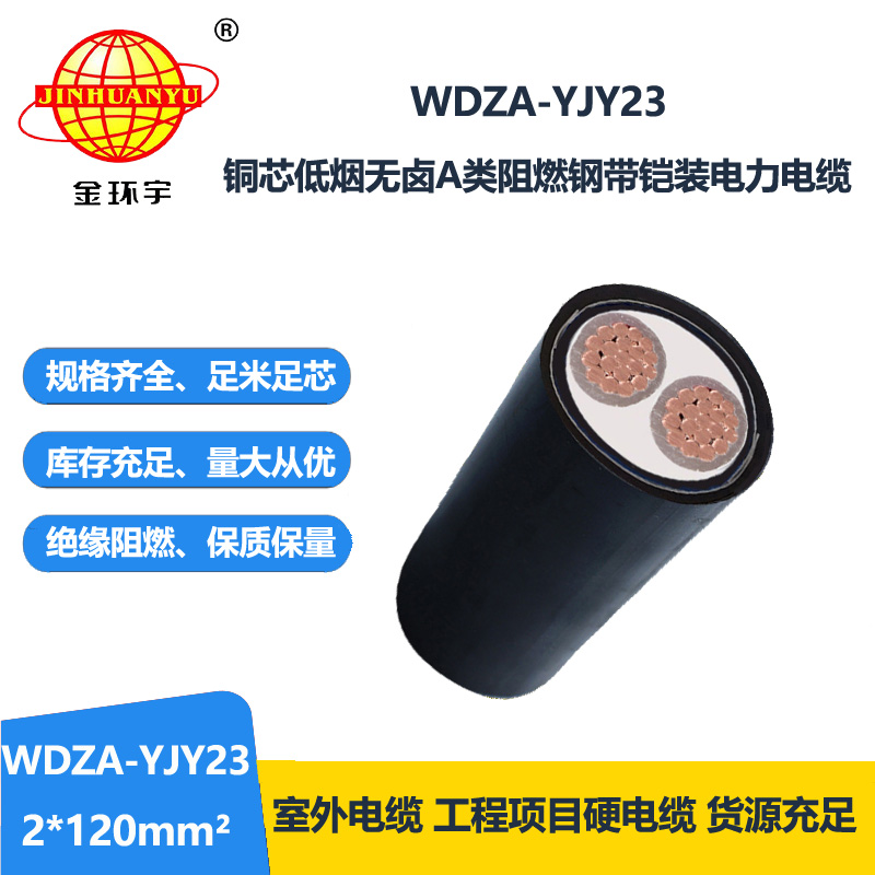 金环宇电缆 a级阻燃电力电缆WDZA-YJY23-2x120低烟无卤钢带铠装电缆